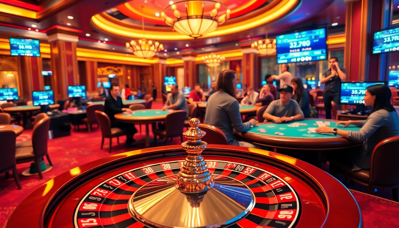 Experience thrilling gaming at https://32win.ae.org/, featuring an exciting roulette wheel and engaged poker players.