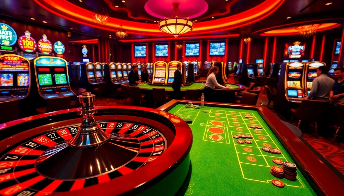 Experience the thrill of betting at f8bet.com with dynamic casino tables, vibrant chips, and spinning roulette wheels.