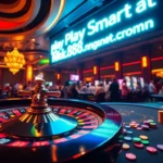 Experience the thrill of winnings at https://nk88net.com/ with vibrant casino tables, roulette wheels, and excited players.