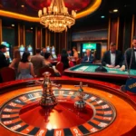 Experience the excitement of lc88 as players engage at a vibrant casino with roulette and poker tables.