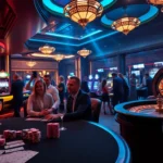 Experience gaming excitement with players at a poker table, showcasing the thrilling casino atmosphere of https://ea77.lat/.